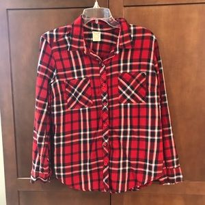 Long sleeve red plaid shirt